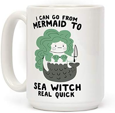 LookHUMAN Аз Мога Много Бързо да се Превърне От Русалка В Морската Ведьму Бяла Керамична Кафеена Чаша с тегло