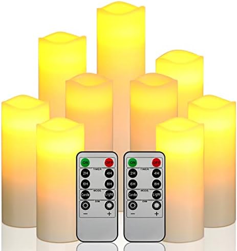 Da by Беспламенные свещи Батарейные Свещи Комплект от 9 (Ч 4 5 6 7 8 9) Свещи от Този Восък цвят на Слонова