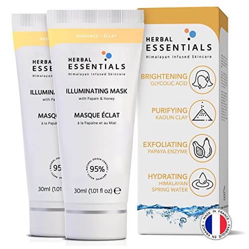Осветляющая маска Herbal Essentials, 2 опаковки | Освежаващо Сияйна кожа | С каолином, мед и екстракт от папая