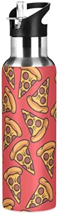 Мультяшная Бутилка за вода Glaphy Pizza със Сламен капак, не съдържа BPA, 32 грама, Изолирани Бутилка за Вода