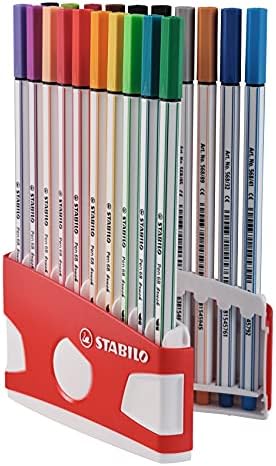 Дръжка STABILO Premium с влакнести фитил, 68 четки - ColorParade - 19 различни цветове + 1 допълнителен черен