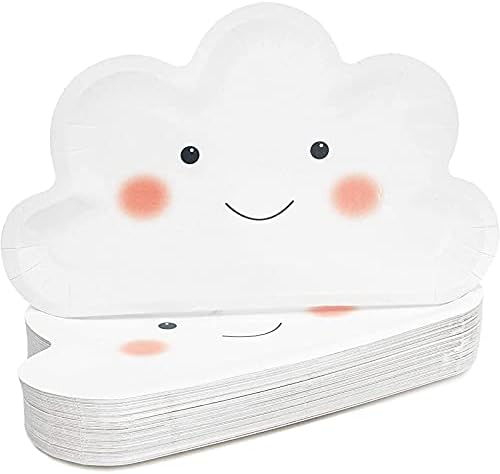 Празнични чинии Sparkle and Баш Cloud за детската душа или парти по случай рождения Ден (6,4 x 10 см, бял, 48