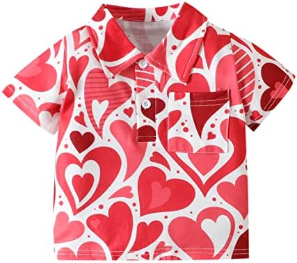 Тениска за момчета С Принтом За Малки Момчета и Момичета на Свети Валентин, Къс Ръкав, Щампи във формата на