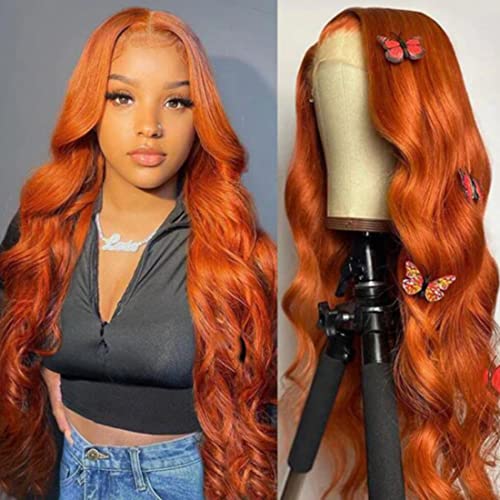 Nadula Hair 88J Имбирно-Оранжеви Цветни Перуки на Дантели 13x4 Обемна Вълна от Човешки Косъм, за черни жени,