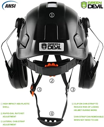 Предпазна каска, на Каска с козирка и защита на ушите, Регулируема Лек Работен каска от ABS пластмаса с вентилационни