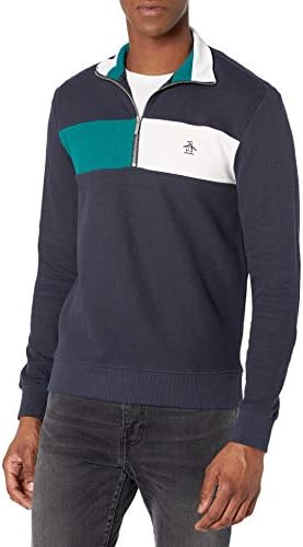 Оригинален Мъжки Пуловер с дълъг ръкав Penguin Standard French в рубчик джоб с една четвърт от инча