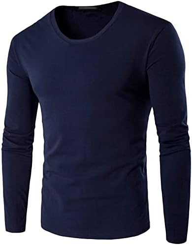 Мъжки Памучен Тениска Оверсайз с дълъг ръкав, Потници Свободно, намаляване, Мек Основен Пуловер с кръгло деколте,