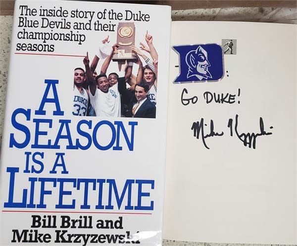 Книга с автограф Майк Кржижевского (баскетболен треньор Дюк Блу Дэвилз) Стикер 1993 година с твърди корици,