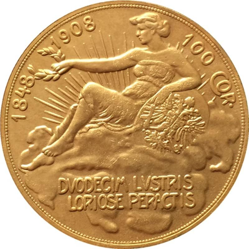 1908 Австрийските Монети, Позлатени Медни Антични Монети Събиране На Монети Занаяти Могат Да Взривят