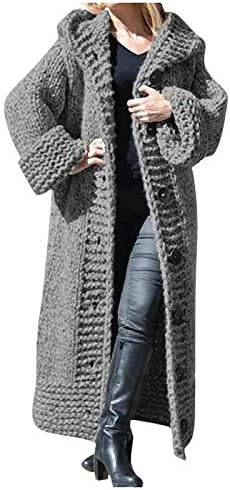 WUAI-Дамски Пуловер С качулка В Тежка категория, Големи Пуловери С Дълъг Ръкав и Отворена Предна Част, Свободни