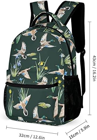 Акварелни Сладък Патица Раница За Лаптоп Backpack С Щампи Чанта През Рамо Пътен Раница Унисекс