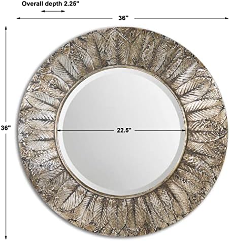 Абсолютно кръгло огледало във формата на листа сребрист цвят 07065