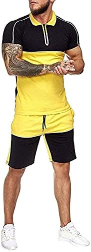 Мъжки Ризи с ревера на мълния, Летен Спортен Быстросохнущий Спортни дрехи, Ежедневни тениски с Къс Ръкав и къси