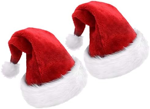 Коледна Шапка на Дядо Коледа Kinteshun, Удебелена Двупластова Луксозна Плюшен Коледна Шапка на Дядо Коледа за
