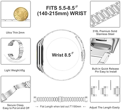 Wearlizer е Съвместим с Fitbit Charge 5 класически джапанки от неръждаема стомана + блестящи въжета (меко злато