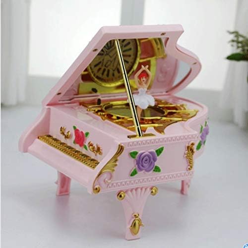 Музикалното ковчег розово пиано LHLLHL led светлина Музикална ковчег въртяща се Музикална ковчег балет момиче