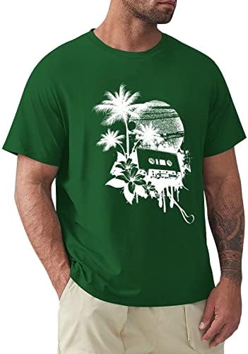2023 Нова Мъжки Проста Личност, Модни и Ежедневни Хавайски Памучен Тениска С кръгло деколте и Къс Ръкав С Фин