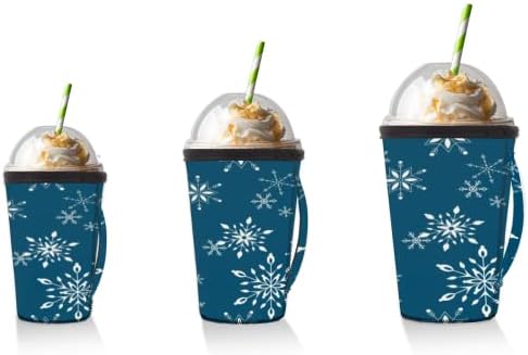 Коледна Снежинка с Тъмно Синьо за многократна употреба Кафе ръкав С лед с дръжка От Неопрен За Напитки, кафе
