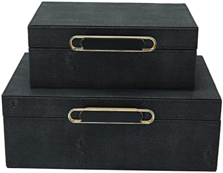Комплект от 2 Правоъгълни Кутии за сувенири от изкуствена Шагреневой кожа, Декоративни Кутии, кутии за съхранение