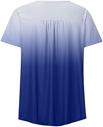 Памучен Блуза с Къс Ръкав и Дълбоко V-Образно деколте за Момичета, Тениска с Шарени Копчета, Лятна Есенна Тениска