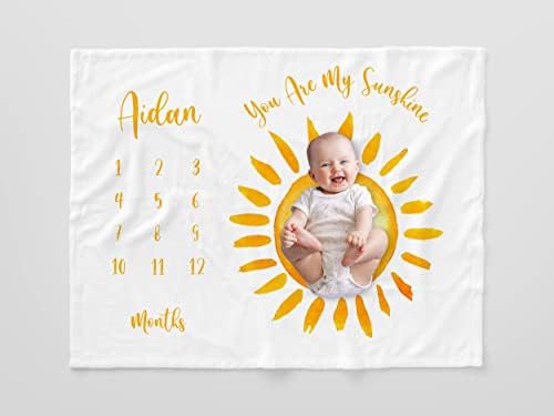 Одеало Sunshine с Потребителско име Baby Milestone, Одеало за Месечен растеж на Детето, Одеало за Подпори за