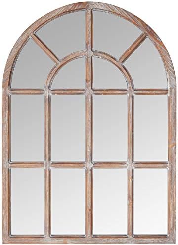 Марка – Древно Една Дървена Арочное Огледалото върху Полицата рафт от камък и греди, 36,25 H, Тъмно петно