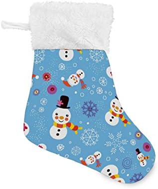 Коледни Чорапи ALAZA с Шарени Коледен Снежен човек и Снежинки, Класически Персонализирани Малки Чулочные Украса