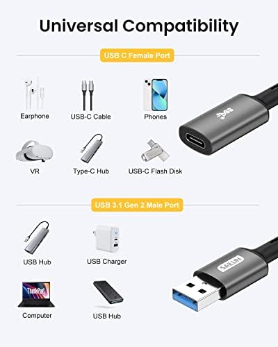 Адаптер SAILLIN 10 gbps C USB за свързване към USB конектора, двупосочен USB адаптер A-C USB с високоскоростен пренос на данни и зареждане с мощност 15 W за лаптоп, зарядно устройств
