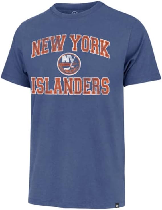 '47 Мъжки Дамски Тениска New York Islanders Union Arch Franklin Tee За възрастни, Синя Тениска за кадети