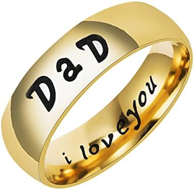 Пръстени, Пръстен за Татко от Неръждаема Стомана с Естетически Надпис Love You Dad Мъжки Красиви Пръстени за