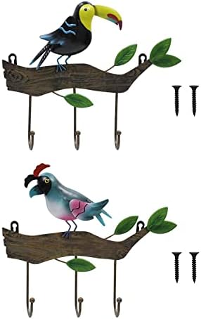 Стенен Държач за ключове, Железни Декоративни Закачалки за дрехи с Птичи на една кука на стената с 3 Куки, Закачалка