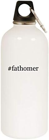 Molandra Products fathomer - Хэштег 20 грама Бяла Бутилка за Вода от Неръждаема Стомана с Карабинер, Бяла