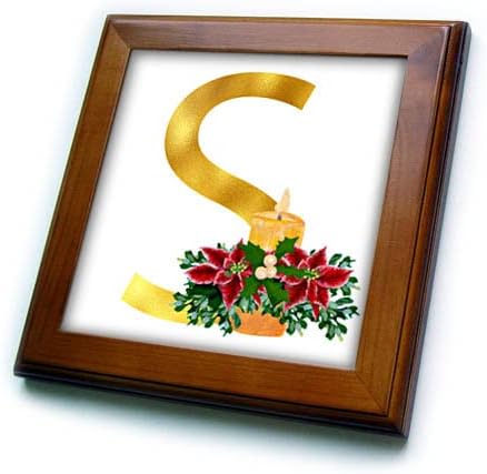 Триизмерна коледна украса изображение плочки със златен монограм в S-образна рамка (ft-371562-1)