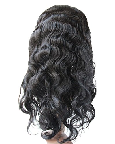 Красив 22 завързана предни човешкия черната перука за жена, дълга перука, завързана на европейските Естествени коси Реми, обемна вълна, цвят # 1, катранен