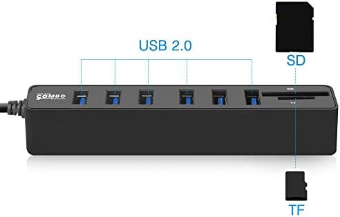 HUIOP JDL-HSD8 USB Hub Разход на Газа 3/6 Пристанища Допълнителен USB 2.0 Високоскоростен Мини 2 в 1 Четец на