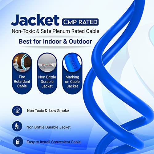 Мрежов кабел основа cat6a (СМР) - 1000 МЕТРА, сертифициран по 23 AWG плътен Меден кабел основа cat6a 1000 фута - Неекранирана усукана двойка (UTP) Оптичен кабел основа cat6a – Високос