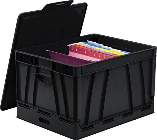 Сгъваема кутия Storex с капак, 17,25x14,25x10,5 инча, Черен, 4 опаковки (61809A04C)