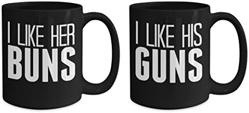 Чаши Guns and Buns - Подарък за двойки, Най-Безочлив Саркастичен Коментар За кафе, Чаена Чаша Със Смешни Забележки,