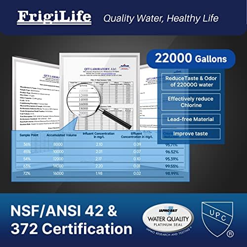 Заменяеми филтър за вода FrigiLife WFC5300A под мивката, ultra-висока капацитет за 22 000 Литра, Премахва 99% олово, флуор, хлор, Лош вкус, 0,5 микрона, WFC5300A-1 ОПАКОВКА