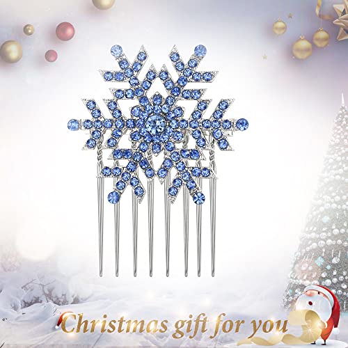 Коледен подарък НЯКОГА FAITH, аксесоар за зимните партита, шапки, гребен за коса под формата на син кристал снежинки, сребрист цвят