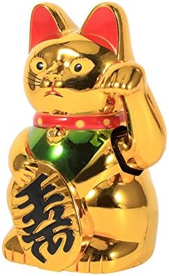 Qiilu Щастлив Котка Те Махат С Ръка Щастлив Котка Abs Злато Голям Златен Въздуха Ръка Лапой Нагоре Богатство,